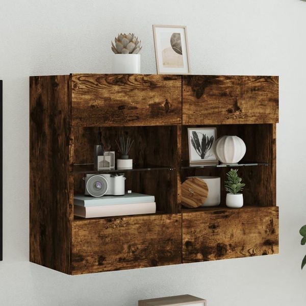 Maison Exclusive - Mobile Tv Con Luci Led Rovere Affumicato 78,5X30X60,5 Cm-image