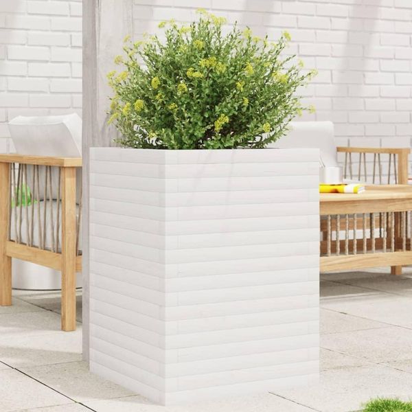 Maison Exclusive - Fioriera Da Giardino Bianca 50X50X68,5Cm Legno Massello Di Pino-image