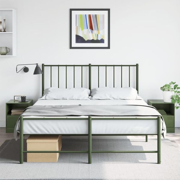 Maison Exclusive - Comodini 2 Pz. Verde Oliva 34,5X39X44 Cm Acciaio-image