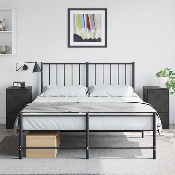 Maison Exclusive - Comodini 2 Pz. Nero 34,5X39X62 Cm Acciaio-image