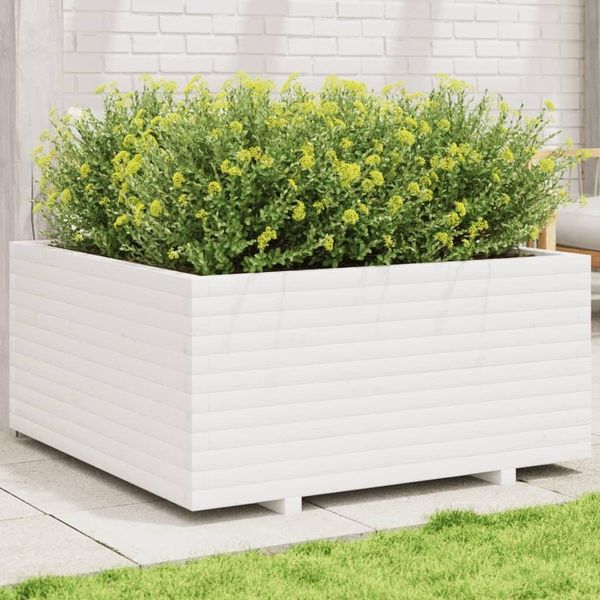Maison Exclusive - Fioriera Da Giardino Bianca 100X100X49,5 Legno Massello Di Pino-image