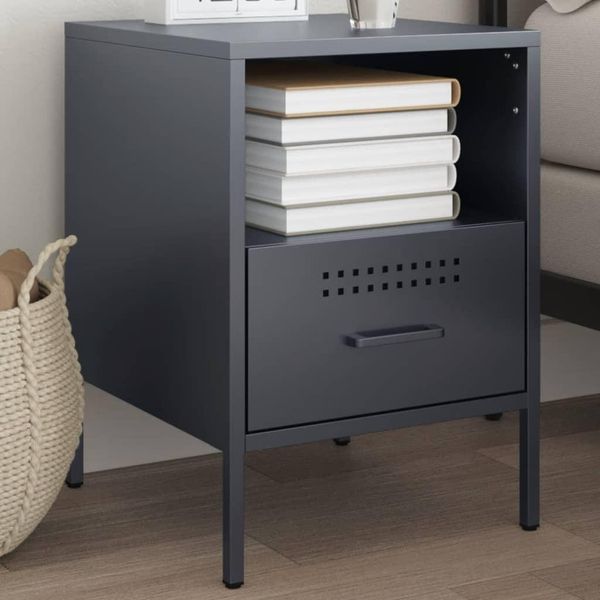 Maison Exclusive - Comodino Antracite 36X39X50,5 Cm Acciaio-image