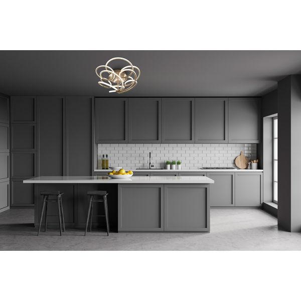 NÄVe Led Deckenleuchte "Rizado", Gold (Altgoldfarben), 1, 1 Stk., Leuchten, Effizienzklasse: F, 3-Stufen Dimmbar Per Wandschalter, Satin-Nickel, Led Deckenleuchte-image