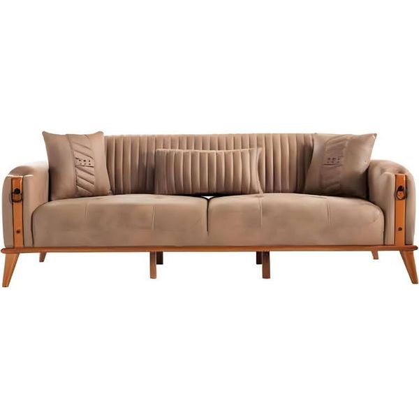 Perfetto Divano A 3 Posti Moderno In Legno Mobili Da Salotto Marrone Divano-image