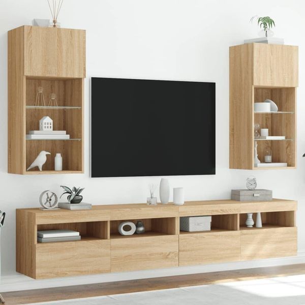 Maison Exclusive - Mobile Tv Con Luci Led 2 Pz. Rovere Sonoma 40,5X30X90 Cm-image