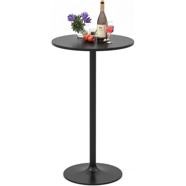 Costway Tavolo Bistrot Rotondo, Tavolo Da Cocktail Alto 105 Cm Ad Altezza Bancone, Tavolo Pub Trasformabile Nero-image