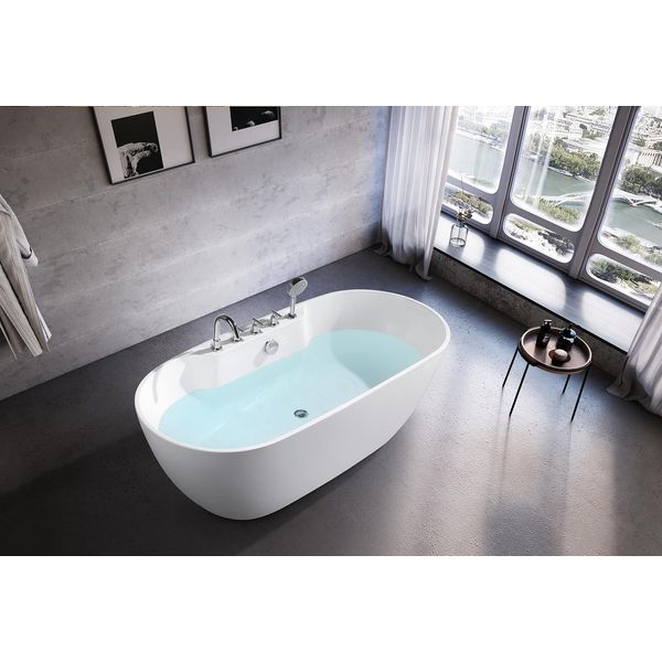 Vasca Da Bagno Indipendente Vasca Da Bagno Ovale In Acrilico Freestanding Bianco-image
