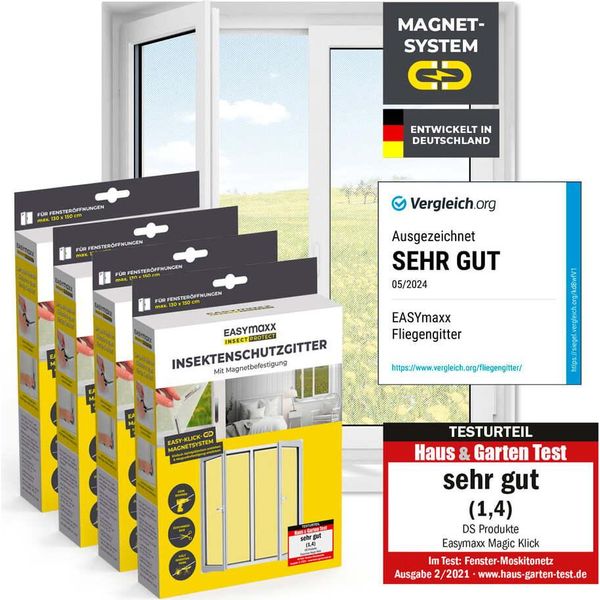 Set Di 4 Zanzariere Magnetiche Easymaxx Insect Protect, Fino A Un Massimo Di 130X150Cm-image