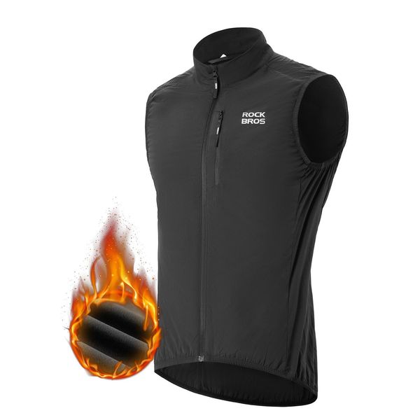 Rockbros Gilet Da Ciclismo Da Uomo Ultraleggero 3M Thermo Wind Vest, Gilet Da Ciclismo Compatto Senza Maniche Antivento Nero M-image