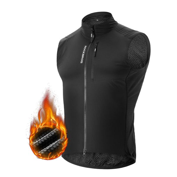Rockbros Gilet Da Ciclismo Giacca Calda Senza Maniche In Pile Antivento Gilet Sportivo Per Ciclismo, Corsa, Escursionismo Euro Taglia L-image