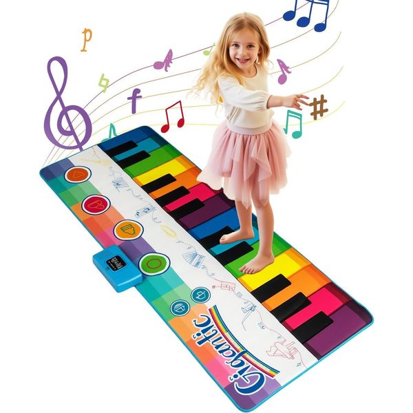 Tappetino Per Pianoforte Per Bambini Con 8 Suoni Di Strumenti, 24 Tasti, 181X73 Cm-image