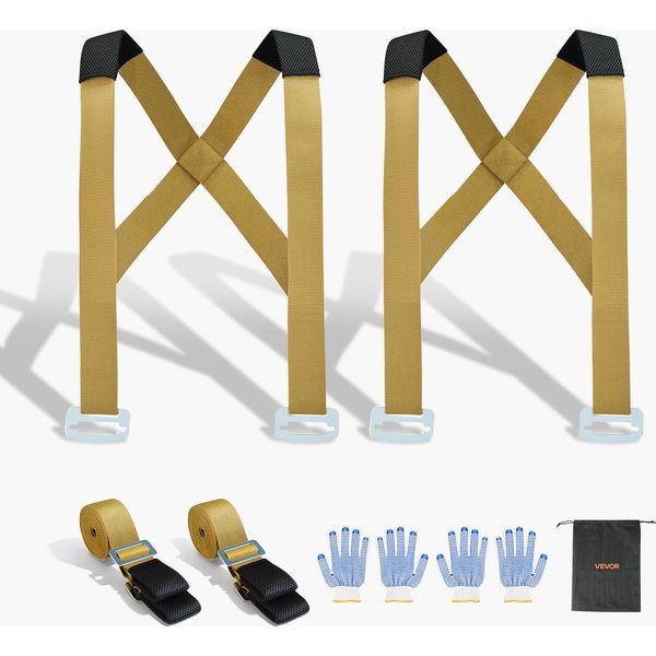 Cinghie Per Traslochi Vevor, Supporto Fino A 454 Kg, Sistema Di Sollevamento E Trasporto Per 2 Persone Con 2 Cinghie E 2 Cinghie Di Trasporto, Cinghie Di Sollevamento Regolabili Per Lo Spostamento Di Mobili, Elettrodomestici E Materassi-image