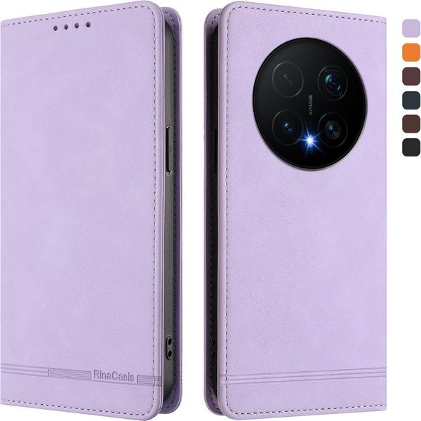 Custodia Per Honor Magic8 Pro, Custodia Retro In Finto Cuoio Con Supporto E Slot Per Carte Di Credito Viola-image