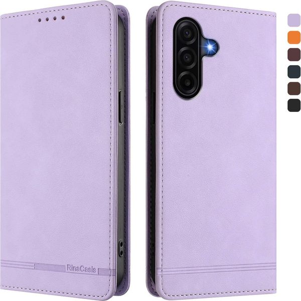 Custodia Per Samsung Galaxy A37, Custodia Retro In Finto Cuoio Flip Con Supporto E Slot Per Carte Purple-image