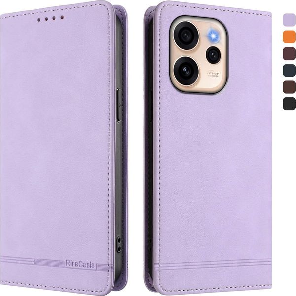 Custodia Per Oppo Reno15 5G, Custodia Retro In Finto Cuoio Con Supporto E Slot Per Carte Purple-image