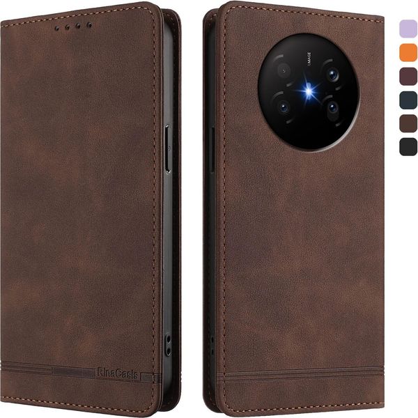 Custodia Per Huawei Mate 70 Air, Custodia Retro In Finto Cuoio Con Supporto E Slot Per Carte Di Credito Marrone-image