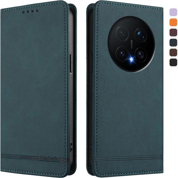 Custodia Per Honor Magic8 Pro, Flip Case In Finto Cuoio Retrò Con Supporto E Slot Per Carte Verde-image