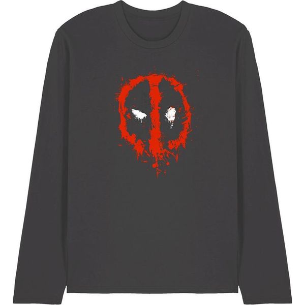 Deadpool - Maglietta Uomo/Donna Unisex, Logo, Manica Lunga TV28596 (L) (Charcoal)-image
