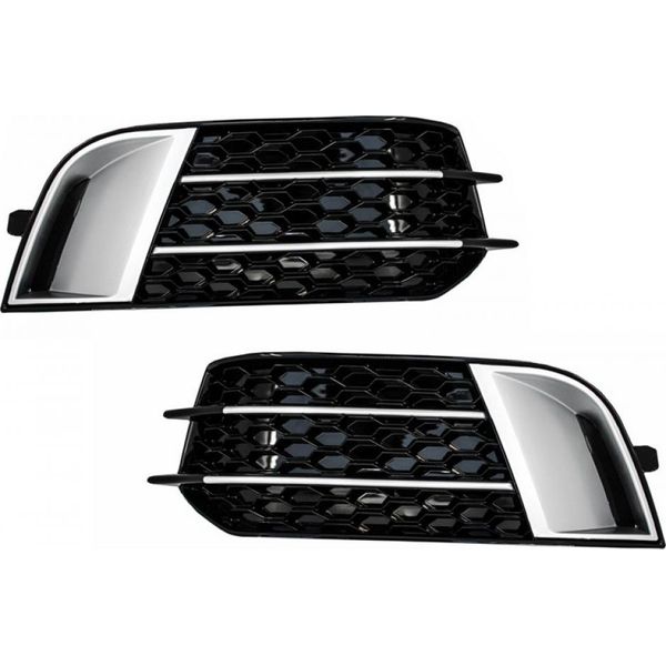Griglia Laterale Fendinebbia Per Audi A1 8X 10-15 RS1 Look Black.-image
