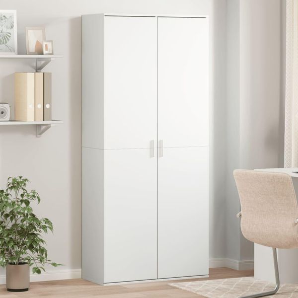 Maison Exclusive - Credenza Bianca 80X35X180 Cm In Legno Multistrato-image