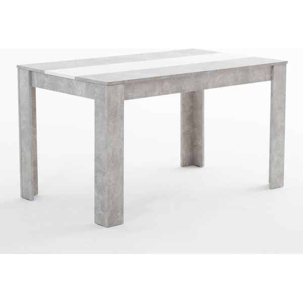 Set Da Pranzo Con Tavolo 135×80 Cm In Legno Rivestito In Melamina E Sedie In Polipropilene Rinforzato Con Fibra Di Vetro - Design Moderno, Robusto E Salvaspazio Per Cucina E Sala Da Pranzo - Ulisse + Martina - Bianco/Grigio/Bianco-image
