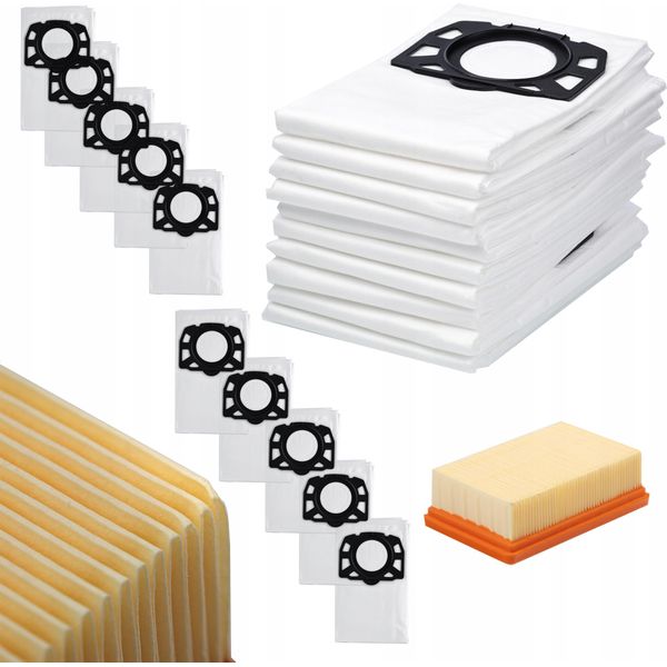 Rosfix 10 Sacchetti + Filtro Per Aspirapolvere KäRcher WD6 WD4 WD5 MV4 + Tubo Flessibile Per Aspirapolvere KäRcher 4M-image