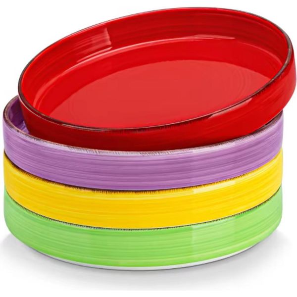 Servizio Di Piatti Lucenzo – 8 Pezzi – 8 Persone – 4 Colori – Piatti Piani, Piatti Da Colazione E Piatti Fondi-image