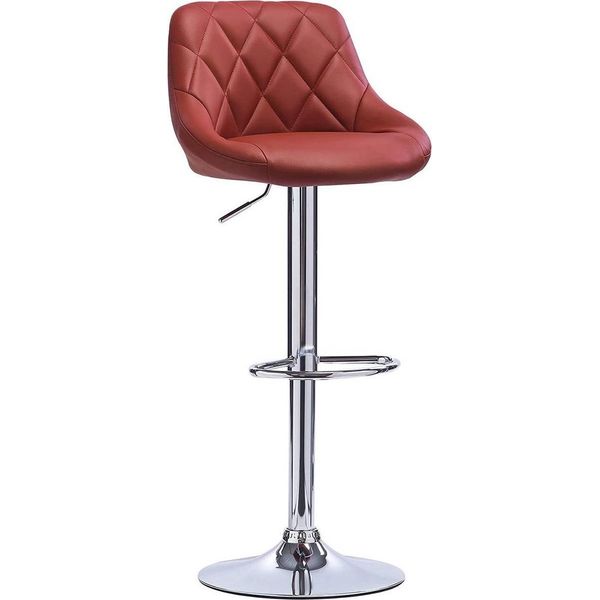 Sgabello Da Bar Di Design Serino - Con Schienale - Robusto - Sgabello Da Bar Ergonomico - Altezza Seduta 60-82Cm - Rosso Scuro - 1 Pezzo - Cucina E Bar - Altezza Regolabile-image