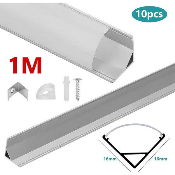 Swanew 10X1M Led Profilo In Alluminio Striscia Led Modelli Interni Di Binari In Alluminio, Forma A V-image