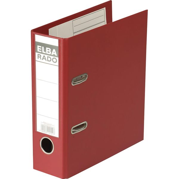 Elba 100022640 Cartella Rado Plast - Din A5 Alto, Larghezza Dorso: 75 Mm, Rosso-image