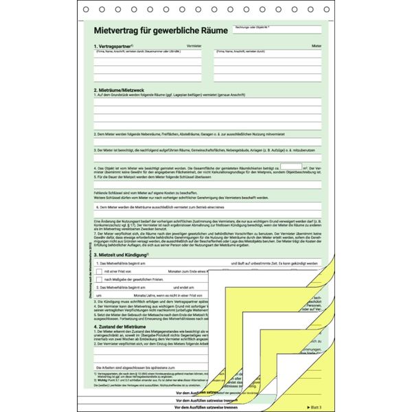Sigel Vordruck "Mietvertrag"", FüR Gewerbliche RäUme, A4, Sd - FüR Den Markt: D - 25 StüCk (MV461)"-image