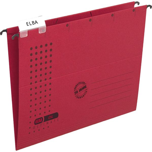 Elba Cartella Sospesa Chic Ultimate, Din A4, Rossa, Aperta Lateralmente, In Canson Estremamente Resistente - 25 Pezzi (85740 Ro)-image