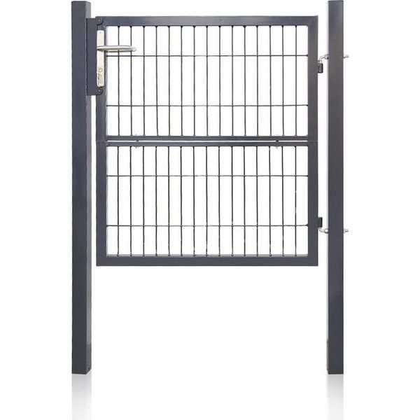Cancello Da Giardino Jiubiaz Cancello Per Recinzione 100 X 100 Cm Tubo In Acciaio Zincato Incl. Serratura E Chiave Cancello Per Recinzione Cancello Da Giardino Misura Della Rete 20 × 5 Cm Antracite Antiruggine-image