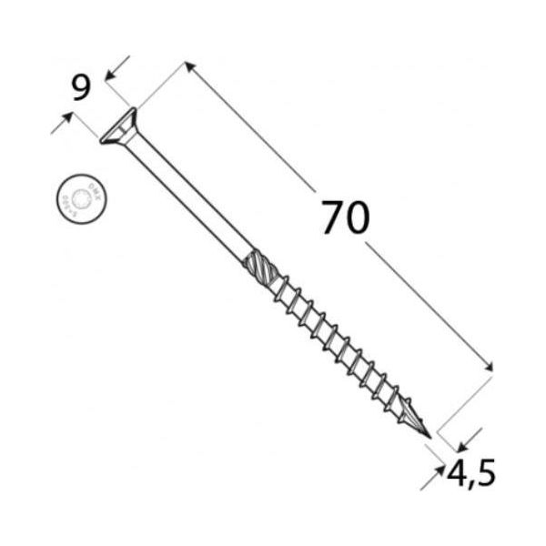 Dmx - Viti Da Costruzione Per Legno Con Testa Svasata Cs 4,5 Mm - Torx - Zinco Galvanizzato-image