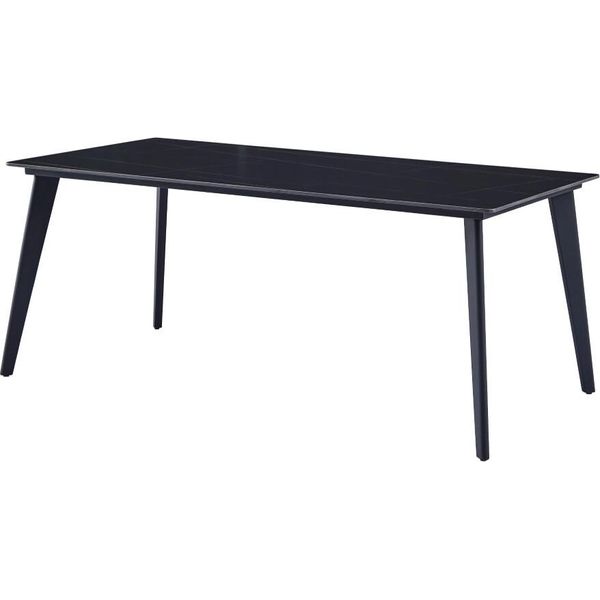 Tavolo Da Pranzo Casadolce Lorna, Nero Con Venature Oro, 180X90X76 Cm, Piano In Pietra Sinterizzata, Motivo Marmo, Gambe In Metallo-image