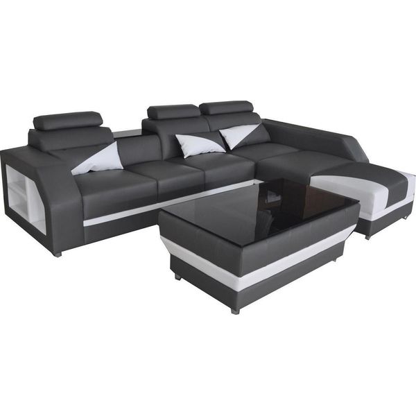 Set Divano Angolare In Pelle Divani Angolari Divani Imbottiti Zona Giorno Lusso-image