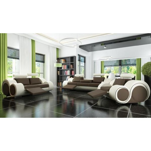 Divano In Pelle Con Usb Set Divano 3/2/1 Posti Relax Imbottito Set Berlino-image