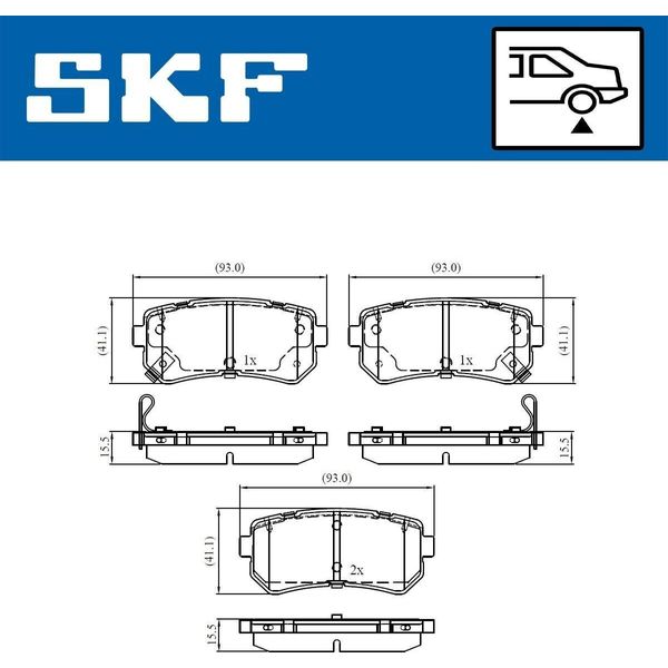 Set Di Pastiglie Freno Skf Posteriori Per Hyundai Ix35 (Lm, El, Elh) Vkbp 90139 A-image