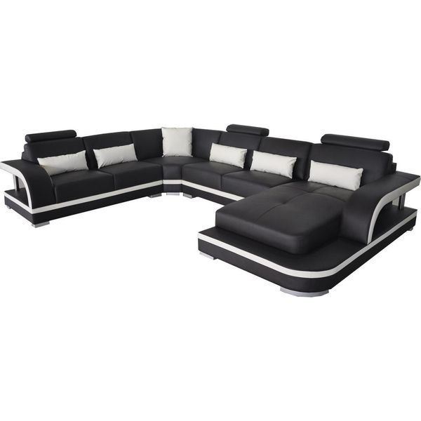 Divano Moderno Set Di Divani Ad Angolo Divano In Pelle Imbottito Zona Giorno Usb-image