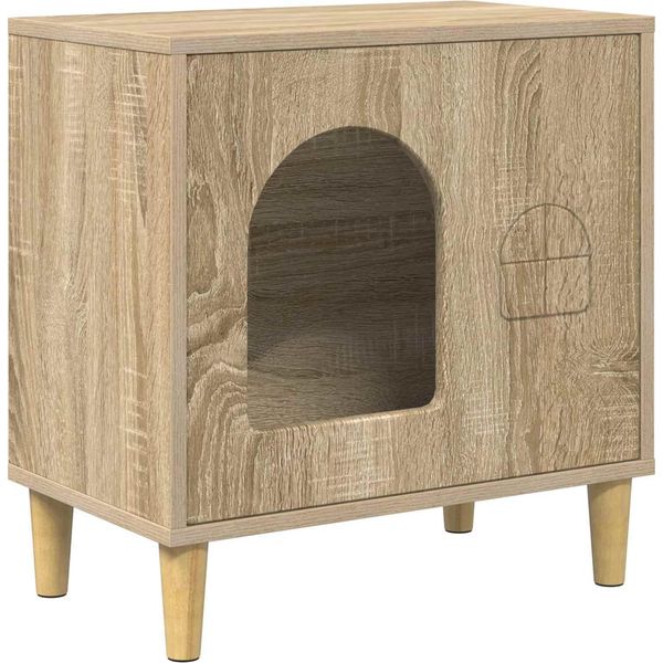Vidaxl Casetta Per Gatti Sonoma 51 X 30 X 52 Cm Materiale A Base Di Legno-image