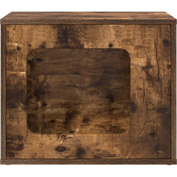Vidaxl Casetta Per Gatti Rovere Affumicato 51 X 30 X 42 Cm Materiale A Base Di Legno-image