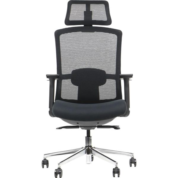 Sedia Da Ufficio Girevole Ergonomica Mitte, Base Cromata, Braccioli Regolabili, Seduta Scorrevole (Avanti-Indietro), Nero-image