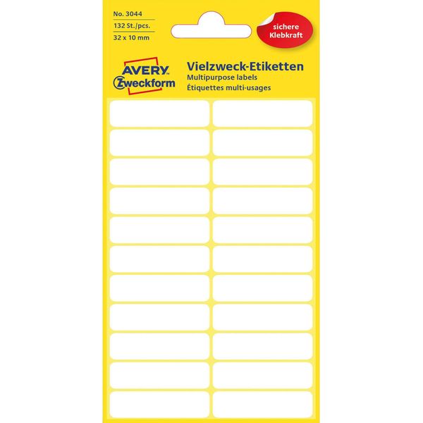 Avery Zweckform® 3044 Mini Etichette Organizzative 32 X 10 Mm 6 Fogli/132 Etichette Bianco(P)-image