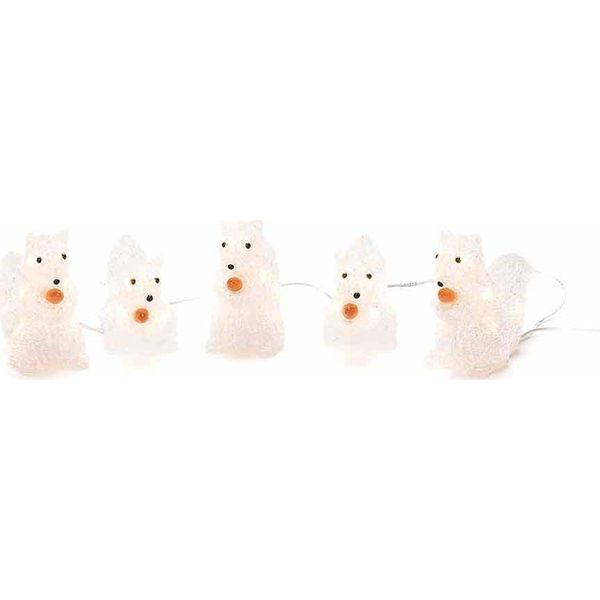 Decorazione Natalizia Konstsmide, Figure Led In Acrilico "Scoiattolo"" In Bianco, Set Di 5 Con 40 Diodi Bianco Caldo E Cavo Bianco, Per Uso Esterno"-image