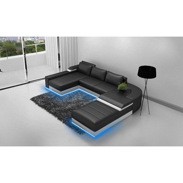 Divano Ad Angolo Divano Ad Angolo Con Rivestimento Usb Suite In Pelle Zona Giorno Lounger Bellenberg-image