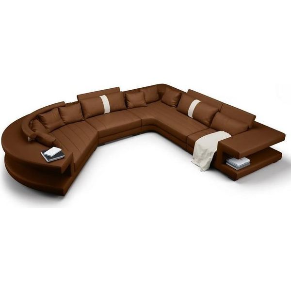 Divano Rotondo Mobili Da Salotto Divani In Pelle Usb Sedile Imbottito Rotondo Paesaggio Nuovo Divano D'angolo-image