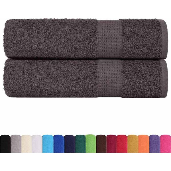Vidaxl Asciugamani Da Doccia 2 Pz. Antracite 70X140 Cm 360 G/M² 100% Cotone-image