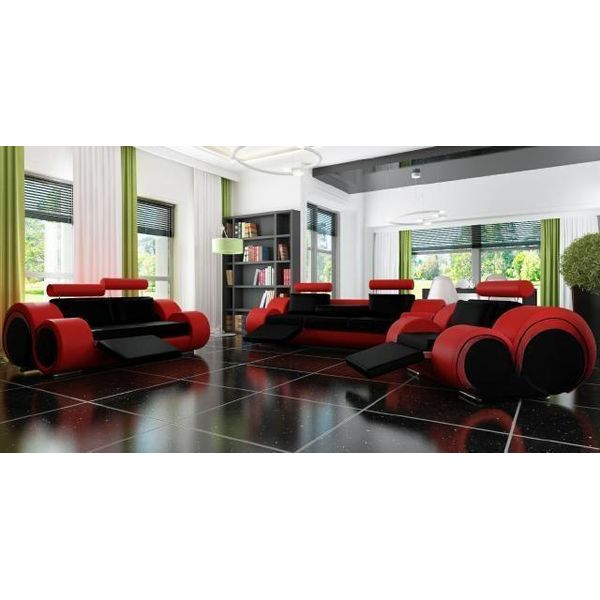 Divano Berlin Divano Imbottito Set 3+2 Posti Divano Di Design Divano In Pelle Con Usb Nuovo-image