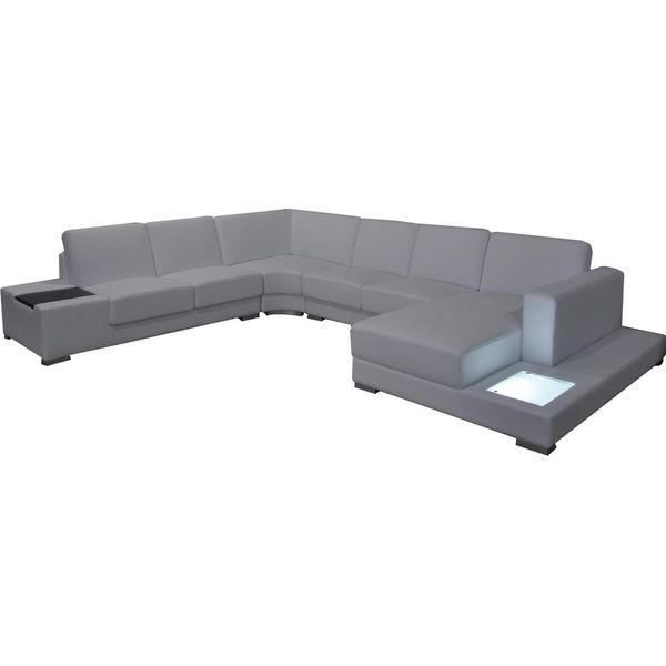 Divano D'angolo Divano Tappezzeria Soggiorno Paesaggio Designer Divani Tessile Led Usb-image