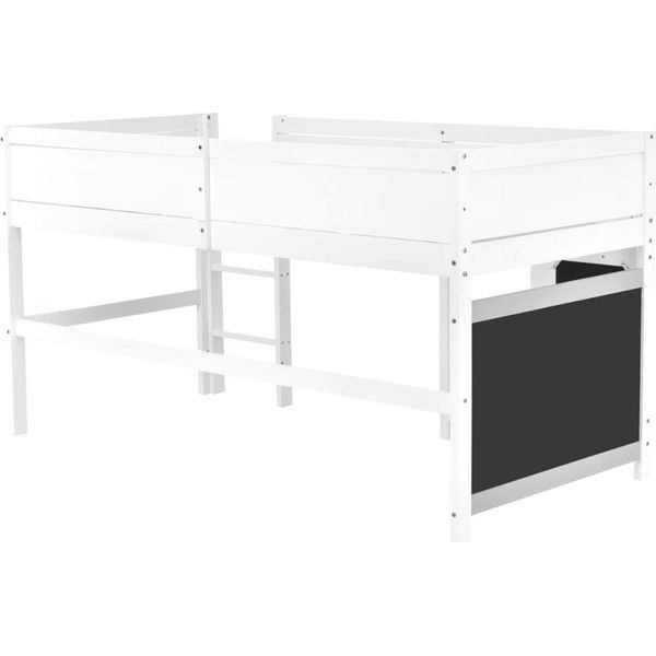 Letto Per Bambini 90X200Cm - Letto Per Bambini - Con Protezione Anticaduta E Rete A Doghe - Senza Materasso - Legno Massiccio - Bianco - Design Scandinavo-image